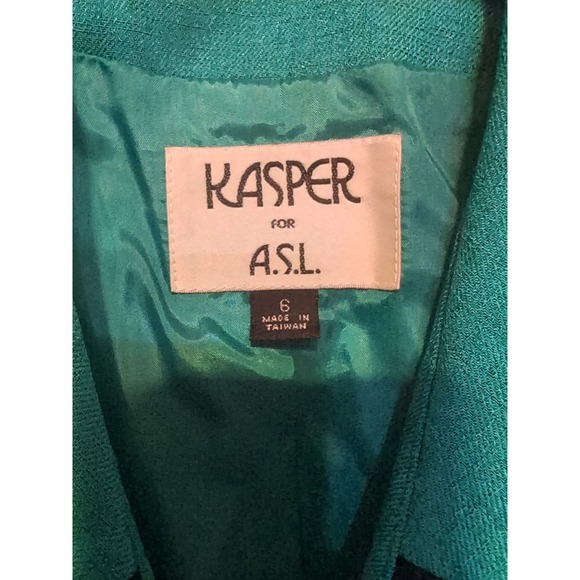Kasper for A.S.L Women's Teal Blazer, Vintage‎ Size 6 Jacket, Classic Outerwear - Picture 3 of 8